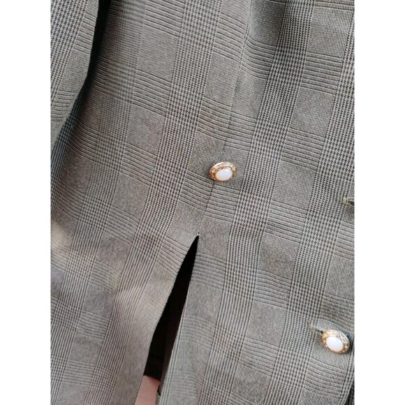 Vintage I.S.B. Inc Womens Skirt Suit Size 16 Blazer Gray Plaid Lace 2 Piece Set - Picture 12 of 16